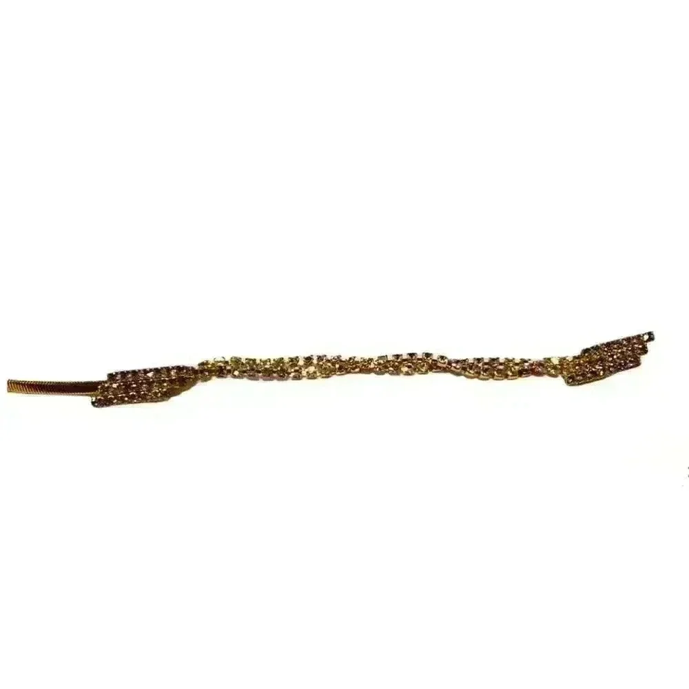 Vintage Rhinestone Gold Coil Stretch Belt Waist Chain Juliana